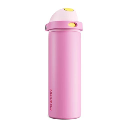 POWCAN Steel Water Bottle 2-in-1 Push-button Spout