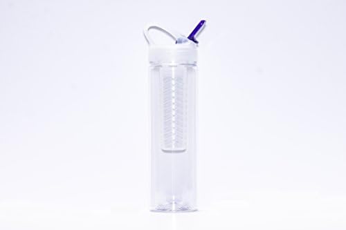 Infuser Water Bottle Plastic 2 Pack Flavor Water with Fruit Clear Basket and Purple Straw 26oz