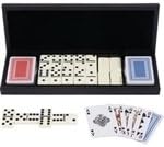 28pc Domino Set with 2 Decks of Cards in Wood Gift Box
