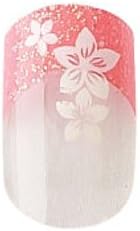 Bundle 3 Items: Party Nails Pre-glued 2x Sets of 12 Nails Each Pack Total of 24 Nails in Color Peachy Tip White Flower Sparkle #88526 + A-viva Eco Nail File