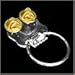 All American Gremlin Bells Half Skull w/Black Eyes Sunglass Holder Pin