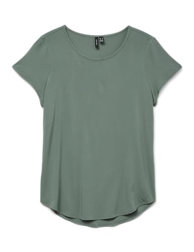 Vero Moda Blusa de Manga Corta para Mujer, Cuello Redondo, básico, Corte Regular, Laurel Wreath, XS