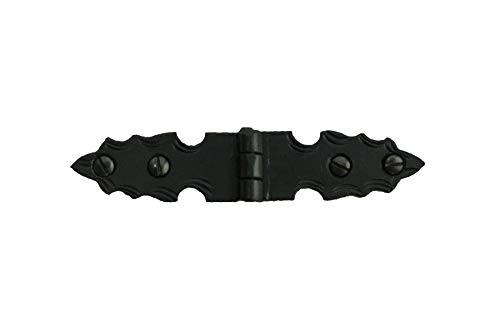 2 Pack Decorative Spear Hinges 3.5" For Furniture Rustic Hammered Iron Black Finish Hand Crafted Borderland Rustic Hardware