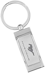 Ford Mustang Satin Silver Insert Rectangle Curve Shape Keyring