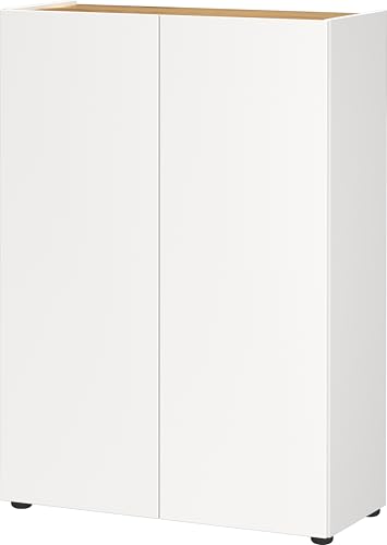 Germania GW-ALVIANO Shoe cabinet 1590-513, in White/Navarra-oak repro, with space for up to 12 pairs of shoes, 74 x 105 x 33 cm (WxHxD)
