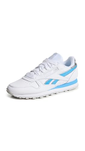 Reebok Women's Angel Reese Classic Leather Sneaker, Silver/Always Blue/White, 6…