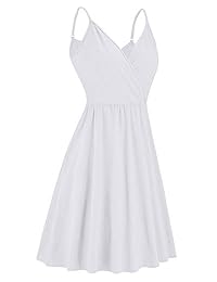 VotePretty Vestido casual para verano, con cuello en V, tiras de espagueti, para dama