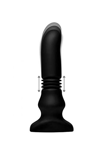 Silicone Vibrating and Thrusting Plug with Remote Control Black