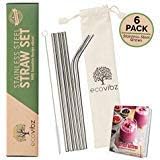 EcoVibz Metal Straws Stainless Steel Straws Drinking Straws Reusable FDA Approved w/Free Smoothie Recipe eBOOK