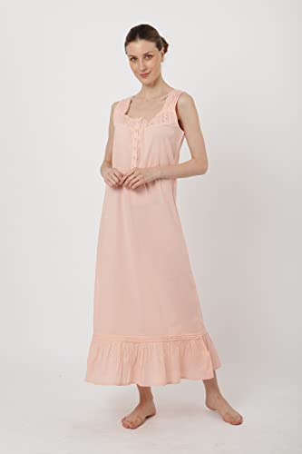 Miss Lavish London Victorian Style Nightgown Sleeveless Long Sleepwear Women Cotton Plus Size Vintage Nightdress, White 18