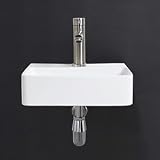 Ibergrif M41101 White Ceramic Rectangle Vessel Sink Wall Mounted 375x262mm view 6