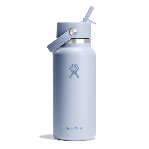 HYDRO FLASK - Wide Mouth Trinkflasche 946ml (32 oz) mit Strohdeckel - Vakuumisolierte, Wiederverwendbare Flasche aus Edelstahl - Auslaufsicherer Decke