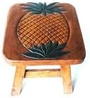 Pineapple Hand Carved and Hand Painted Wooden Foot Stool