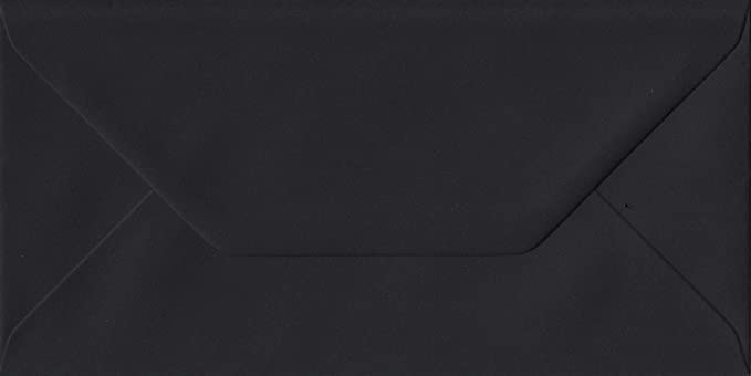 DL Coloured Envelopes for Greeting Cards Wedding Invitations & Crafts (110x220mm) Pack of 100 (Black)