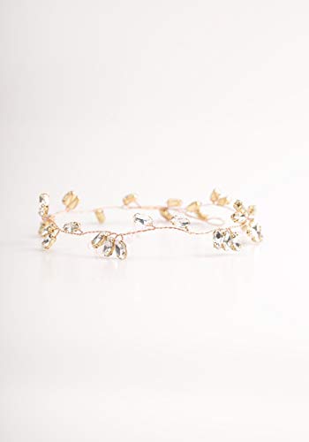 Kercisbeauty Bridal Crystal Gold and Silver Rose Gold Hair Vine Hair Halo Rhinestone Hair Wreath Wedding Headband Bridal Headpiece Crystal Headband Wedding Hair Accessories (Rose Gold-2)