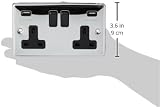 AET 2 Gang 13 A Double Plug Chrome USB Charging Socket with Rocker view 4