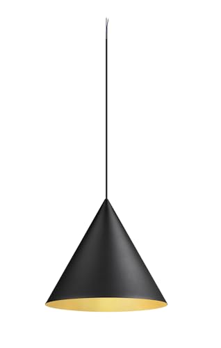 SLV MAGICO 38 SCHWARZ-GOLD |Pendelleuchte, Hängelampe aus Metall, Innenbeleuchtung, Deckenleuchte, Esszimmerleuchte, Wohnzimmerleuchte | Konisch, E27, 10W, Schwarz GOLD Matt, Ø 38 cm