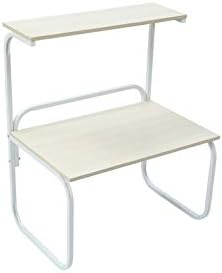 JEROAL Microwave Oven Rack, Kitchen 2-Tier Microwave Counter Shelf in White