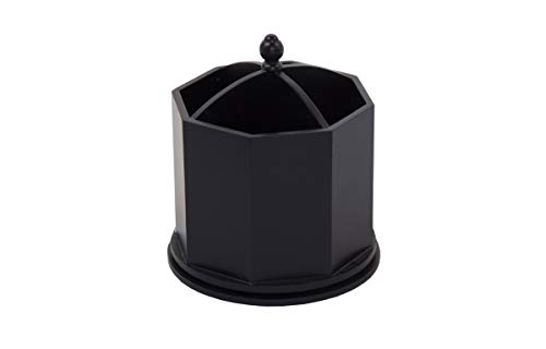 Spinning Desktop Organizer - Black 4 Compartment Rotating Mail and Stationary Holder - Quality Wooden Design - Pen and Pencil Cup and Sorter - by Designstyles