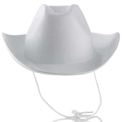 White Cowboy Hat (Pack of 2) Felt Cowboy Hats for Women and Men