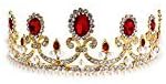 Maxmaxi Holiday Jewelry accessories Adult Royal Queen Crown Girls Diamond Rrown luxury wedding dress accessories (RED)