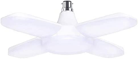 LED Garage Light B22 Deformable 60W, Workshop Ceiling Lighting BC Bayonet Cap Cool White Daylight with 4 Adjustable Panels, High Bay Lamp for Loft, Warehouse, Basement, Kitchen, Market, Porch