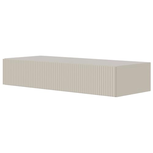 SELSEY Veldio Slim Wall-Mounted Console Hallway Table 90 x 35,6 x 17 cm, Gray Beige Matte Finish, MDF & Laminated Board, Push-to-Open Drawer, Perfect Hall Console Table for Entryway Storage