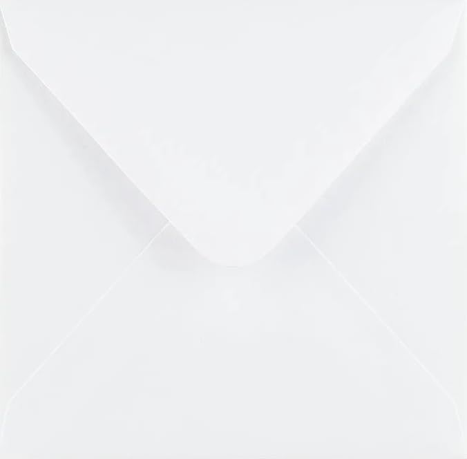 Karma Krafts 6x6 White Envelopes – 155 x 155mm 100gsm Gummed Diamond Flap – Fits 145 x 145mm Cards – Square Invitation Envelopes – Pack of 50