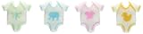 Lucks Dec-Ons Decorations Molded Sugar/Cup-Cake Topper, Baby Onepiece Assortment, 1 Inch, 12 Count