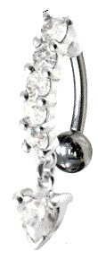 Belly Button Navel Ring Heart Reverse Silver Body Accentz