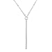 Barogirl Simple Necklaces Jewelry Vertical Feather Bar Pendant Necklace Long Chain for Women (Silver A)