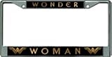 Wonder Woman On Black Chrome License Plate Frame