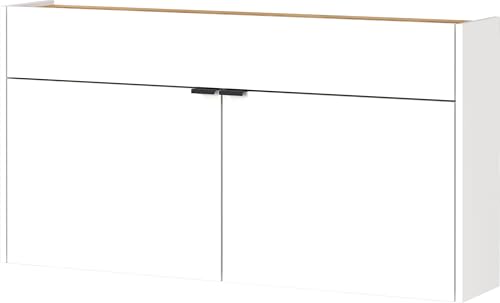 Germania Schuhschrank 4438-633 GW-Ameca, in Weiss/Navarra-Eiche-Nb., FSC-Zertifiziert, 110 x 57 x 22 cm(BxHxT)