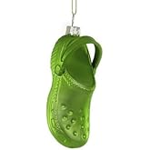 The Bridge Collection Green Clog Shoe Ornament - Glass Replica of Foam Clog Shoe or Sandal Christmas Ornament