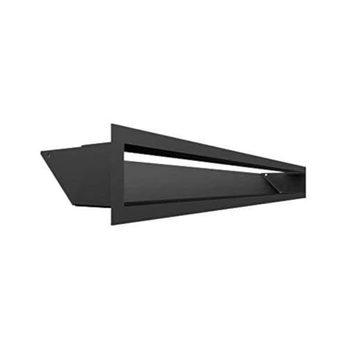 KRATKI ventilation grille AIR | Warm air grille 9 x 80 cm | Black | Exhaust grille for chimney ventilation | Air intake at a 45 degree angle | overheating resistant | Ideal for modern interiors