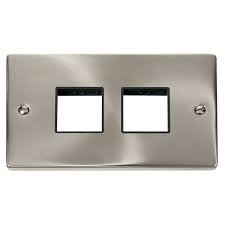 Click Deco VPSC404BK Satin Chrome 4 Gang Plate 2+2 Aperture Black Insert