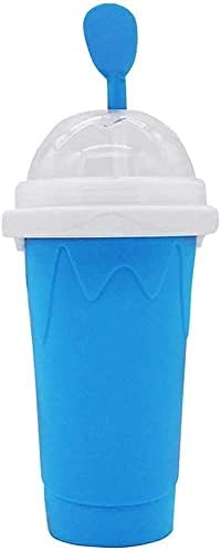 Slushie Maker Cup, TIK TOK Magic Quick Frozen Smoothies Cup Cooling Cup Double Layer Squeeze Cup Slushy Maker, Homemade Milk Shake Ice Cream Maker DIY it for Children and Family (1 PC BLUE)