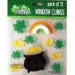 St. Patricks Day Gel Window Clings ~ Pot of Gold Shamrocks & Rainbow (1 Sheet, 15 Clings)