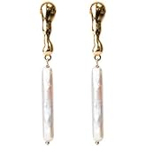 BEMDOFIG Baroque Pearl Earrings 18K Gold Plated Drop Dangle Earrings for Women Freshwater Pearl Earrings Daily Jewelly for Women