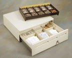 MMF Cash Drawer 226-125161372-04 MediaPLUS Steel/ABS Plastic 3 Slots Cash Drawer with 5 Bill and 5 Coin Compartments, 12/24V, 16" Width x 5" Height x 17" Depth, Black
