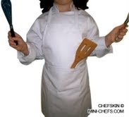 CHEFSKIN WHITE APRON KIDS Children FITS 2-7 YR OLDS 15x21 INCHES REAL FABRIC 100% POLY GIFT PARTY FAVOR