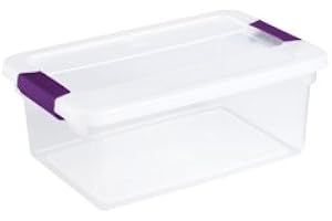 Sterilite 15 Quart ClearView Latch Storage Container With Sweet Plum Handles