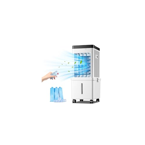 4-in-1 Portable Air Conditioner, Fast Cooling Evaporative Air Cooler, Ultra Quiet with 3 Wind Speeds, 8L Large Water Tank & Remote Control, Air Conditioner Portable for Home Bedroom Office