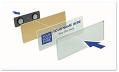 The Mighty Badge Name Badge Starter Kit, Laser Inserts, 1 x 3, White/Gold