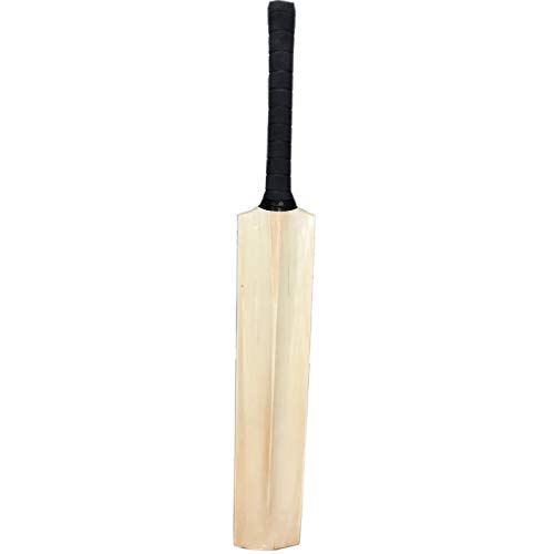 Zeepk Cricket Bat | Play Like The Pros | Adult Size, Cricket Tennis Ball Bat | Handcrafted Kashmir Willow with Durable Comfortable Rubber Grip Short Handle | Thick Edge Blade, 44mm, Light Weight 2lbs