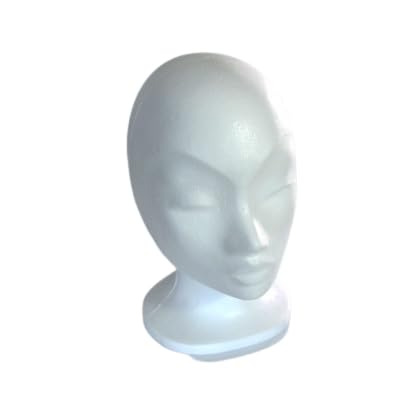 Polystyrene Female Mannequin Head Model - 330mm (33cm) - Set of 1 - Lightweight, Durable, and Realistic Foam Wig Stand Styrofoam - Perfect Display for Hats, Headphones, and Accessories, DIY Head Model