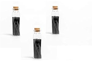 River Birch All Black Decorative Matches | 60+ Small Premium Wooden Matches | 3 Bottles of 20+ Each with Striker On Bottom | Home Décor