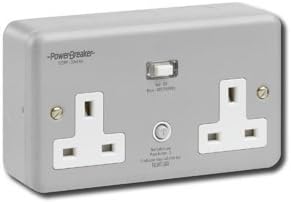 Powerbreaker K22MPA-C Metalclad 2 Gang Latching RCD Switchsocket 30mA 13A by POWERBREAKER