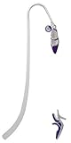 Purple Ankle Strap High Heel Shoe Silver Plated Charm Bookmark with Tanzanite Swarovski Drop Purple Ankle Strap High Heel Shoe Silver Plated Charm Bookmark with Tanzanite Swarovski Drop