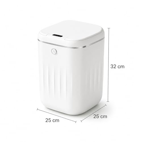 Lixeira Inteligente 20L Premium com Sensor Infravermelho de Movimento, Abertura Automática Sem Toque, Botão Touch e Sensor de Vibração, Tampa Silenciosa para Banheiro, Cozinha e Escritório